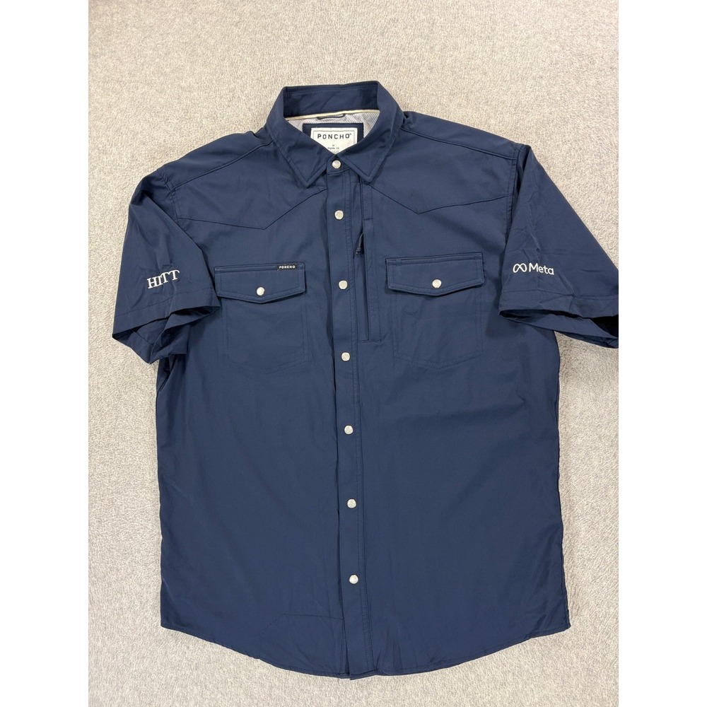 Poncho Captain The Original Short Sleeve Breathable Shirt (Men's Medium) Blue